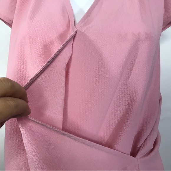 Gibson Ruthie Ridley Split Neck Sleeveless Office Crepe Blouse Pink Petite Small - Picture 4 of 8